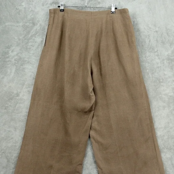 JJ ill Pants Women 16 Linen Wide Leg Pockets Pleated Lagenlook Boxy Relaxed Zip - Picture 6 of 11